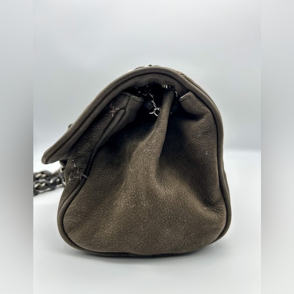 Chanel wild whipstitch flap bag grey suede silver hardware with card - Picture 12 of 16